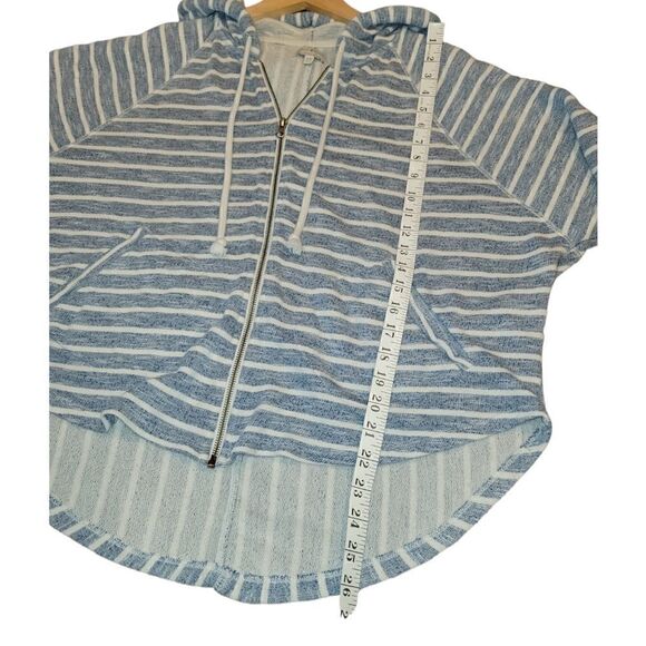 LUCKY BRAND Women's Striped French Terry Hooded Poncho Zip-up Jacket Top  M - Picture 10 of 14